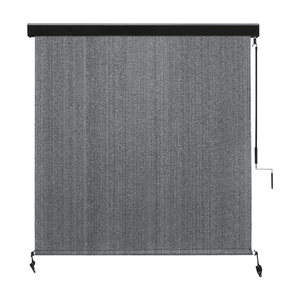 8FT X6FT Light Grey HDPE Covered Aluminum Roller <b>Shutter</b> Wooden Material Vertical Opening Pattern for Exterior & Living Room Use - Product Image 1