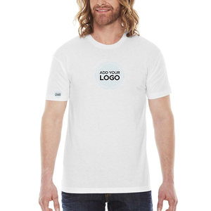 T-shirt en coton blanc pour homme, manches courtes, col rond, coupe classique, tissu jersey décontracté, respirant, logo imprimé sur le devant - Product Image 1
