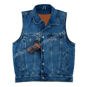 เสื้อกั๊กเดนิมผู้ชายสุดหรู 100% ผ้าเดนิมฟอกสี ทรงพรีเมียมสำหรับขี่มอเตอร์ไซค์ แฟชั่นไบค์เกอร์ มีกระเป๋าหลายช่อง - Product Image 3