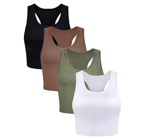 Women Knitted Solid Color Halter Neck Crop Tank <b>Top</b> Casual Style Green - Product Image 2