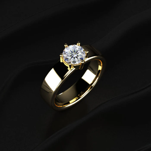 Anillo de Diamante Cultivado en Laboratorio de Alta Calidad, Corte Redondo de 1 Quilate, Oro Amarillo, Certificado IGI, Anillo de Compromiso y Boda de Lujo para Hombre - Product Image 6