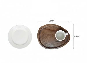 Plateau décoratif floral moderne en bois d'acacia, rond, résistant à la chaleur, plateau de service écologique, assiette de présentation pour la maison et les restaurants - Product Image 3