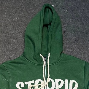 Stoopid Men's Green Hoodie Sweatshirt <b>Set</b> Cotton <b>Knitted</b> Casual Autumn Full Zip Members Print Tracksuit - Product Image 6