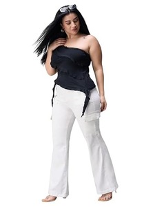 Fashionable Women's Denim <b>Boot</b> Cut Jeans White Eco-Friendly Vintage Modern Trendy Knee-Length - Product Image 6