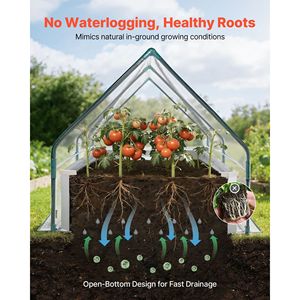 Kit Orto Rialzato Rettangolare 6x3x1 piedi in Metallo Zincato con Copertura in PE per Serra da Giardino Esterna - Product Image 6