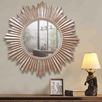 Miroir mural Armanda Luxury Gold Sunburst Iron Art Deco, fait main, élégant, décoratif, 4 mm d'épaisseur, fabriqué en Inde pour Bar Mitzvah, Pâques
