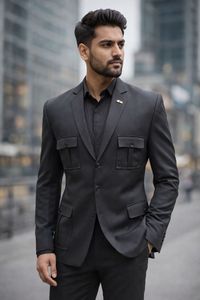 Men's Woolen Winter A-<b>Line</b> Casual Party Bomber <b>Jacket</b> Long Sleeves Reversible Waterproof Quick Dry <b>Fleece</b> Lining Front Logo - Product Image 2