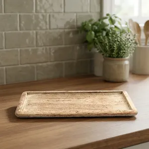 Plateau de rangement rectangulaire en pierre, design rustique, accessoire de table pour la cuisine, utilisation intérieure, durable - Product Image 6