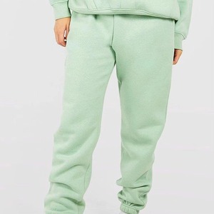 Ensemble de survêtement décontracté vert menthe pour femme, coupe ample, couleur unie, sweat-shirt et pantalon en coton avec poches latérales, personnalisable - Product Image 6