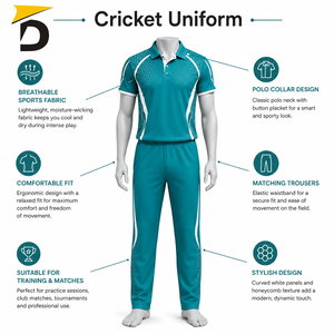 Uniforme de Cricket DARSA IMPEX para Adultos Unisex, Tela Ligera de Poliéster, Transpirable, Cómodo, Movimiento Flexible, Entrenamiento, Torneo - Product Image 6