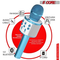 Micrófono Inalámbrico para Karaoke WM SPK BLU de 5 Núcleos con Altavoz Incorporado, Micrófono Bluetooth Portátil 3 en 1