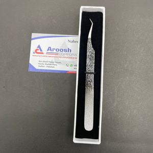 Sustainable Professional Stainless Steel 45 Degree Glitter Tweezers for <b>Eyelash</b> Extensions Customized Logo <b>Beauty</b> <b>Tool</b> Pointed - Product Image 1