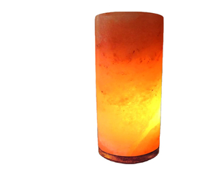 Lámpara cilíndrica tallada de sal rosa del Himalaya natural, luz nocturna de cristal de sal, lámpara de noche USB, decoración para el hogar, madera de acacia - Product Image 5