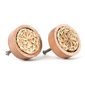 Tirador de puerta de cajón de mimbre Natural, perillas de varios colores y tamaños, logotipo personalizado aceptado - Product Image 1