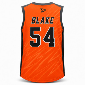 <b>Power</b> Men's Basketball Jersey V-Neck Sleeveless Orange Sublimated Moisture Wicking Athletic Fit - Product Image 2
