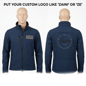 Chaqueta Soft Shell Premium de Poliéster 220 GSM para Hombre, Ecológica, Azul Marino, con Cremallera Completa, para Exteriores, con Capucha, Transpirable - Product Image 1