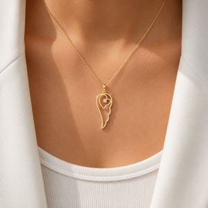 จี้เพชรทรงกลมเพาะเลี้ยงในห้องปฏิบัติการ สร้อยคอทองคำแท้ 14K 18K รูปทรงครึ่งปีก DEF VVS ของขวัญเครื่องประดับชั้นดีสำหรับงานหมั้น ขายส่ง - Product Image 3