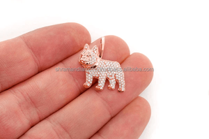 Pendentif Bouledogue Français Moissanite Plaqué Or Argent 925 Personnalisé en Gros, Breloques Animaux Hip Hop Tendance Unisexe - Product Image 5