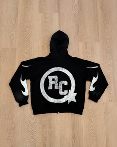 Custom Adult Graphic Streetwear Men Track Suit Orange Full Zip Hoodie and Joggers Hip Hop Style Outfit Distressed <b>Embroidery</b> - Product Image 3