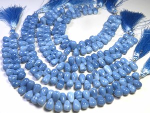 Cuentas de Ópalo Azul Natural de Alta Calidad, 10-11mm, Forma de Lágrima Lisa, Hilo de 8 Pulgadas, Perforadas Lateralmente, Gemas para Joyería, Marca Valley US - Product Image 4