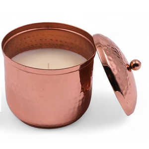 Luxury Scented <b>Candle</b> <b>Set</b> In Hammered Metal Jars Handcrafted Copper And Gold Votive Holders For Home Decor And Wedding Gifts - Product Image 4