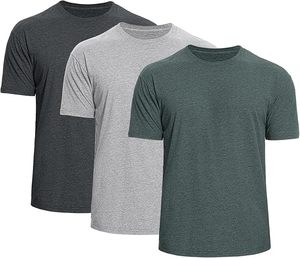 T-shirts décontractés pour hommes, coupe ajustée, design basique uni à col rond, en plusieurs couleurs, tissu tricoté doux, pack combiné - Product Image 1