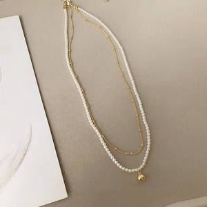 Collar de Doble Capa con Cuentas de Alta Gama para Mujer, Diseño Versátil de Cadena para Clavícula, Collares en Capas de Moda - Product Image 2