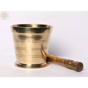 Fait à la main de 4 pouces en laiton Okhli et Musal Home Decor Item from India Herb & Spice Tools Handcrafted - Product Image 4