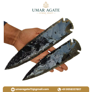Obsidienne noire, pointe de flèche taillée à la main de 1 à 13 pouces, pierre naturelle, pointe de lance, cadeau - Product Image 5