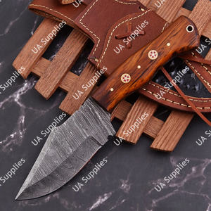 Damascus Steel High Quality Industrial DIY Outdoor Bushcraft Camping Skinner <b>Knife</b> <b>Sheath</b> Ergonomic Olive Burl Wood Handle ODM - Product Image 6