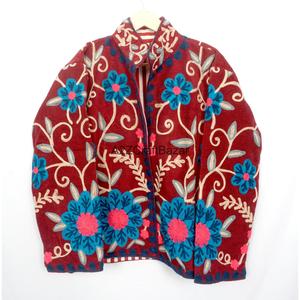 Embroidered Embossed Cotrise <b>Jacket</b> Vintage Design Eco-Friendly Breathable Quick Dry Cotton Lined <b>Mandarin</b> <b>Collar</b> Spring Winter - Product Image 1