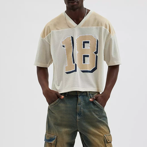 Maillot de football américain unisexe blanc en mesh, col en V, manches courtes, numéro 18, imprimé en twill, respirant, coupe classique, pour adulte - Product Image 4