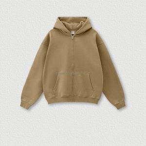 Conjunto de Sudadera con Capucha y Cremallera para Hombre, Estilo ODM, Tejido Grueso, con Capucha de Patrón Sólido y Pantalones Anchos, Bolsillos Utilitarios y Estilo Lavado - Product Image 2