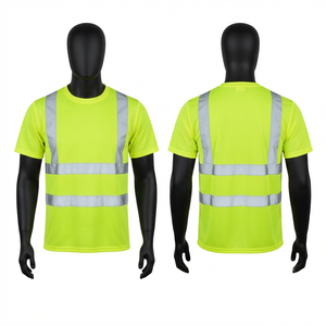 180 GSM <b>Bird</b> Eye Canvas Cotton/Bamboo Fiber Hi Vis Safety Work <b>Jacket</b> Anti-UV Breathable Quick Dry Short Sleeve Reflective Tape - Product Image 1