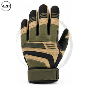 Gants mécaniques vert olive de qualité supérieure, gants de travail pour atelier, coutures contrastées, paume synthétique, doigts entiers - Product Image 3