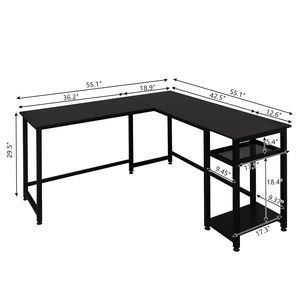 Scrivania per Computer FCH Nera 140cm in Truciolato con Triamina, Forma a L ad Angolo Retto - Product Image 2