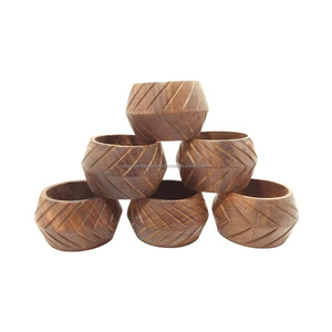 Export Quality Handmade <b>Wooden</b> Napkin Rings Set Eco Friendly <b>Rustic</b> <b>Table</b> Decor for Home <b>Dining</b> Available For Sale - Product Image 5