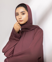 Zarif Bordo Müslüman Abaya Uyumlu Başörtüsü Uzun Kollu Midi Tesettür Elbise Kadın Günlük Giyim Nefes Alabilen Hafif