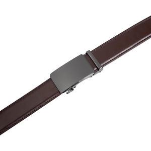 Cinturón automático de cuero de vaca para hombre, formal, negro sólido, con hebilla rectangular de aleación y estampado por transferencia térmica, duradero. - Product Image 1