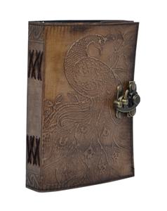 Charcoal Travel Regular Leather Journal Peacock Handmade Vintage Bound Travel Antique Hand Embossed diary Personal Organiser - Product Image 6