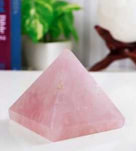 Pirámide de Cuarzo Rosa Tallada, Piedra Pulida para Decoración de Feng Shui y Meditación, Cuarzo Rosa Natural Suave - Product Image 3