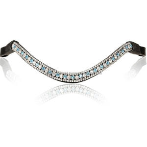 Pierres de cristaux bleus et clairs de marque de qualité supérieure bande de front de cheval en cuir anglais noir décorative en plein cob sur les tailles - Product Image 4