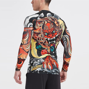 <b>Compression</b> <b>Shirts</b> Long Sleeve Custom BJJ Rash Guard MMA Heat-Transfer Printed <b>Men's</b> Full Sleeve Breathable Eco-Friendly Quick - Product Image 3