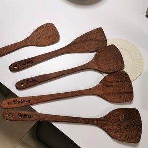 Ensemble de spatules en bois de wengé personnalisées pour la cuisine, ustensiles gravés sur mesure - Product Image 6