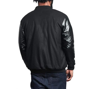 High Quality Fashionable Canvas Sleeve Black Vintage Waterproof Windproof Winter <b>Varsity</b> Letterman <b>Bomber</b> <b>Jacket</b> for <b>Men</b> - Product Image 2