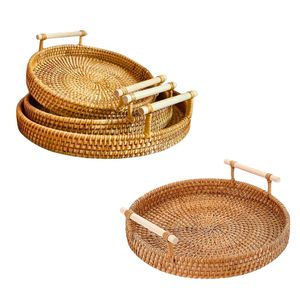 Handwoven RATTAN TRAY <b>FRUIT</b> <b>STORAGE</b> BASKET with Handles Gift, Serving & Home Decor Food, <b>Fruit</b> & Display Tray - Product Image 1