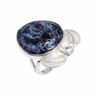 Anillo de Eternidad Bohemio de Plata de Ley 925 con Gema de Pietersita Azul Pera, Engaste de Bisel, Estilo Clásico, Sin Níquel, para Mujer, para Boda - Product Image 2