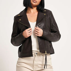 เสื้อแจ็คเก็ตหนังแฟชั่นใหม่สำหรับผู้หญิง หนังแท้ 100% ราคาขายส่ง เสื้อแจ็คเก็ตหนังผู้หญิง - Product Image 5