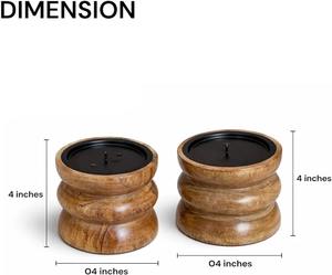 Ensemble de 2 supports à bougies en bois faits à la main – Porte-bougies décoratifs en bois de 4 pouces pour la décoration de la maison - Product Image 4