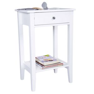 Comodino Moderno di Lusso a Due Ripiani in Quercia con Cassetto Bianco YS per Uso Domestico - Product Image 2